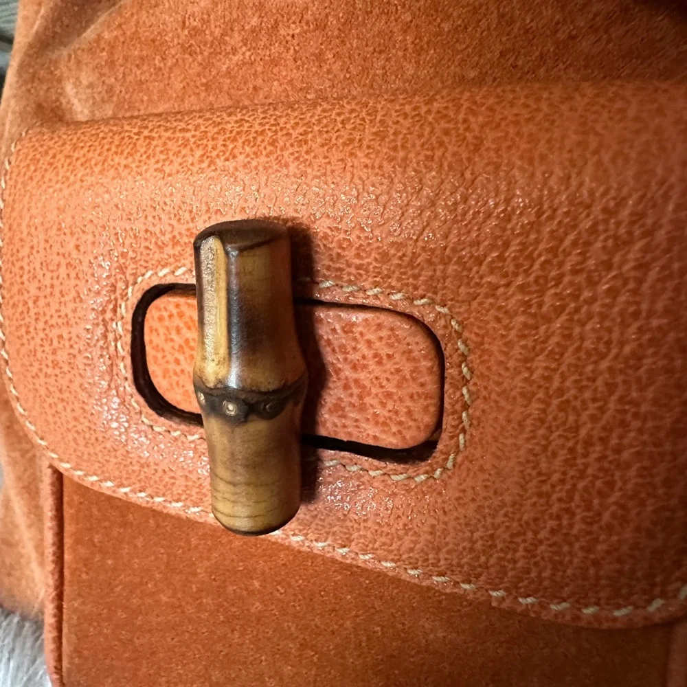 Gucci Suede Backpack with Bamboo Handle - Picture 4 of 15